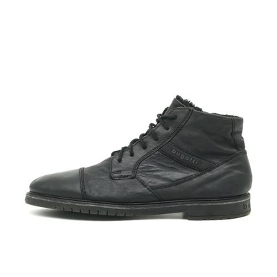 Bugatti Herren Stiefelette Boots Schwarz Leder Schuhe Stiefeletten EU 44