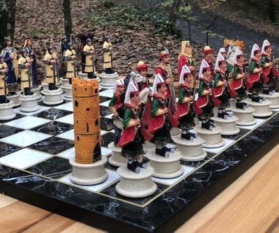 X-Large Medieval Crusaders Chess Set 16,5'' - Handmade Board, Hand Painted