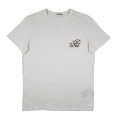 Moncler Herren T-Shirt weiß bestickt Double Logo Patch Maglia Größe S