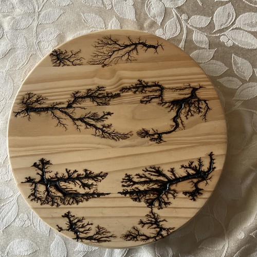 15" Lichtenberg Fractal Burn Lazy Susan Wood Turntable Handcrafted Wall Hanging