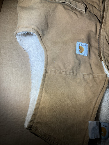 Vintage Carhartt Duck Sherpa Lined Zip Vest Made In USA Size Is A Guess XL? Read - Picture 21 of 24