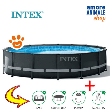 Intex Piscina RotonUltra XTR Frame (Ø488x122cm) con Pompa a Sabbia Art. 26326