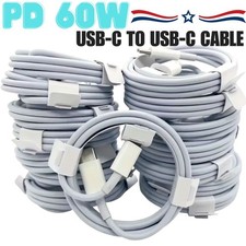 Lot 60W Type C to USB-C Cable For Samsung/iPhone 15 16 17 PD Fast Charging Cord