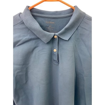 LL Bean 2X Blue Short Sleeve Polo Shirt Classic Casual