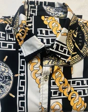 Men Shirt Long Sleeve Botton Down Size L Multicolor