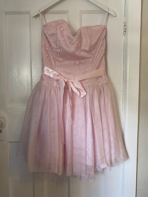 Vintage Jessica McClintock Gunne Sax rosa trägerloses Ballkleid Y2K   UK 12