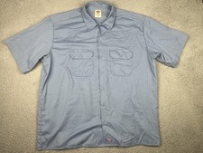 Dickies Shirt Mens 2XL Blue Short Sleeve Work Uniform Button Front Pockets