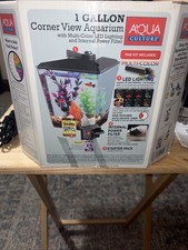Aqua Culture 1 Gal Corner View Aquarium w/Lighting And Filter-Tested, Works