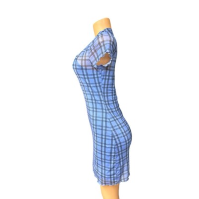 mesh dress h and m H$M Blue Mesh Dress Size Small