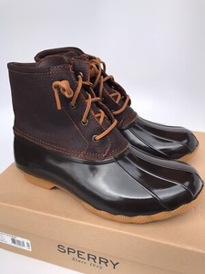 Womens Sperry Saltwater Leather Duck Boot Size 9 Wide Dk Brown | eBay