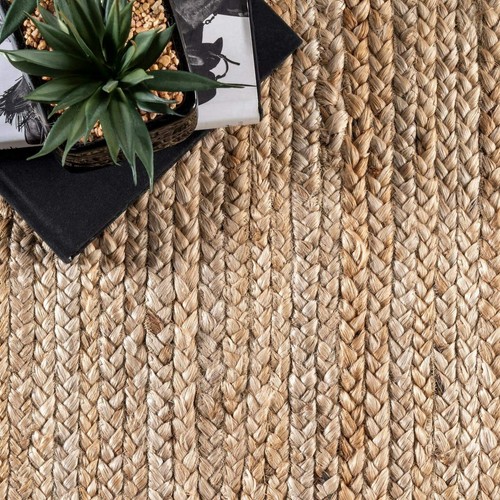 Jute Rug in Square Hand Braided Area Carpet for Living Room Rustic Look Rug - Picture 7 of 7