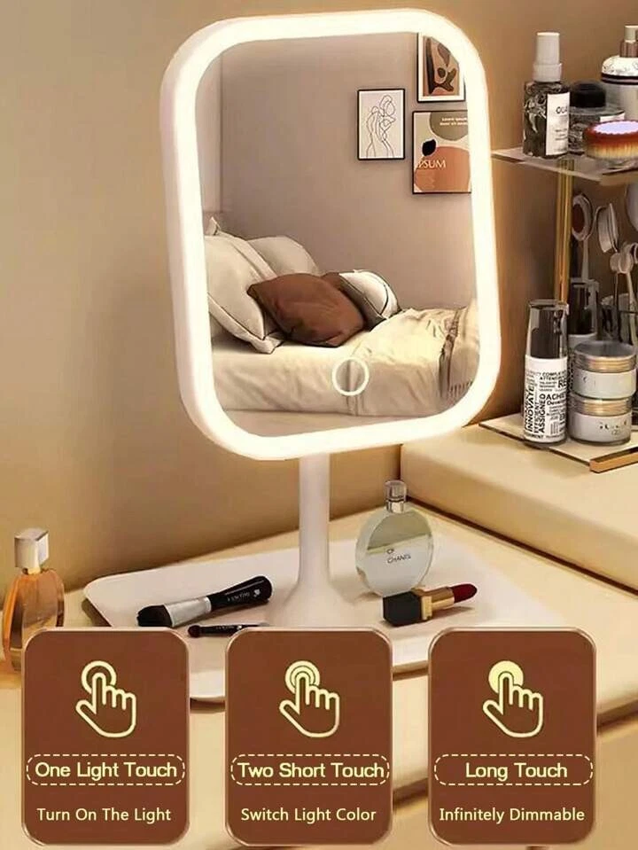 LED Makeup Mirror with Light Touch Control Adjustable Table Vanity Mirror - Image 3 of 4