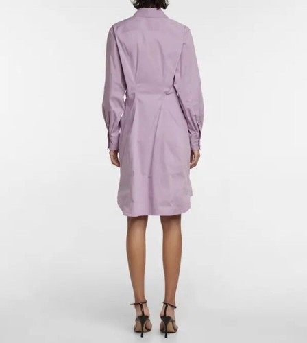 Altuzarra Chloris Long Sleeve Ruched Cotton Blend Shirt Dress In Mauve 42 $995.0 - Picture 8 of 21