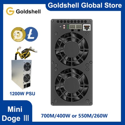 Goldshell Mini Doge III Miner Doge Coin LTC 700M/400W or 550M/260W w/ 1200W PSU