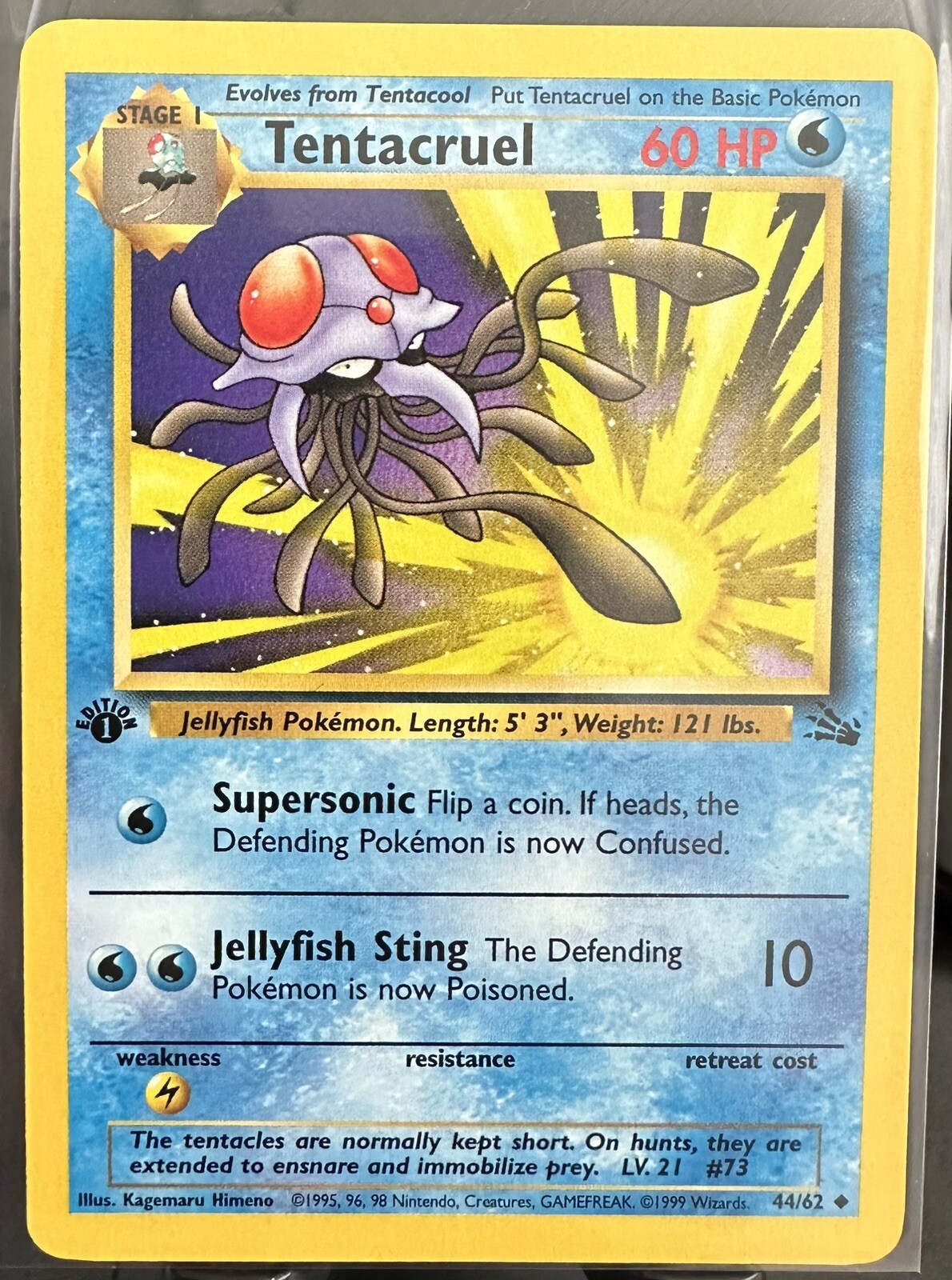 Tentacruel 44/62 First Edition Fossil Pokemon 1999 NM