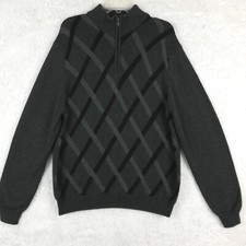 Lyle  Scott Mens Sweater 1/4 Zip Pullover Combed Cotton Charcoal Gray Knit L