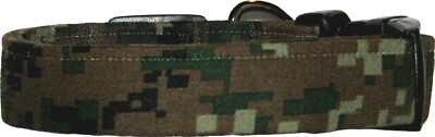 Green & Brown Digital Camo Handmade Dog Collar