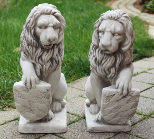 Beton Figuren Löwen Wappen auf rechter und linker Seite H 40 cm Dekofiguren - Bild 1 von 6