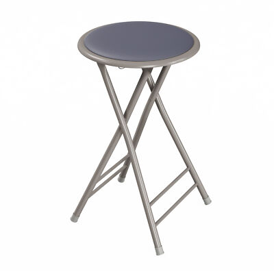 Gray 24 Inch Cushioned Folding Stool Extra Seating 300 Lb Capacity