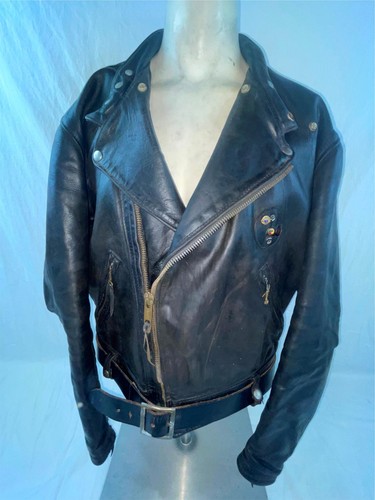 VTG 50S MEN 48 LANGLITZ GREEN LABEL DOUBLE RIDER LEATHER MOTORCYCLE BIKER JACKET - Picture 3 of 24