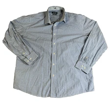 Nautica Men's Slim Fit Button Up Shirt XL Blue Long Sleeve 17/17.5 34/35