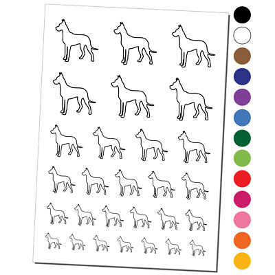 Great Dane Dog Outline Temporary Tattoo Water Resistant Set Collection
