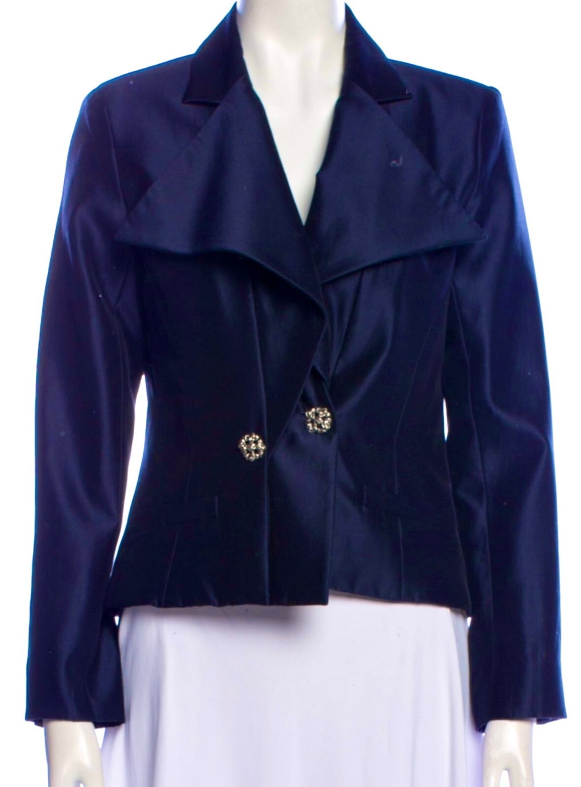 5K New Chanel 2014 Navy Blue Tweed Evening Jacket 38 40 42 6 8 10 Coat Logo L M thumbnail 3