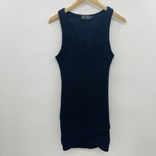 ASTR the Label Womens Size Small Mesh Bodycon V Neck Sleeveless Dress in Blue