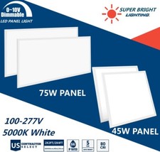 2x4 FT LED Flat Panel Light,2X2 FT 5000K Daylight 100-277V Recessed Troffer Lamp