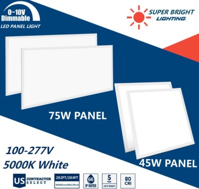 LED Flat Panel Light 2X2FT, 2X4FT White LED Drop Ceiling Office Lights, Dimmable