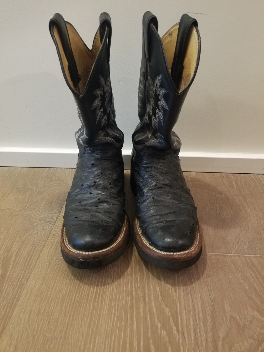 Justin Women's Tekno Crepe Black Ostrich Leather Barn Boots Roomy