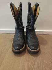 Justin Women's Tekno Crepe Black Ostrich Leather Barn Boots Roomy 7B