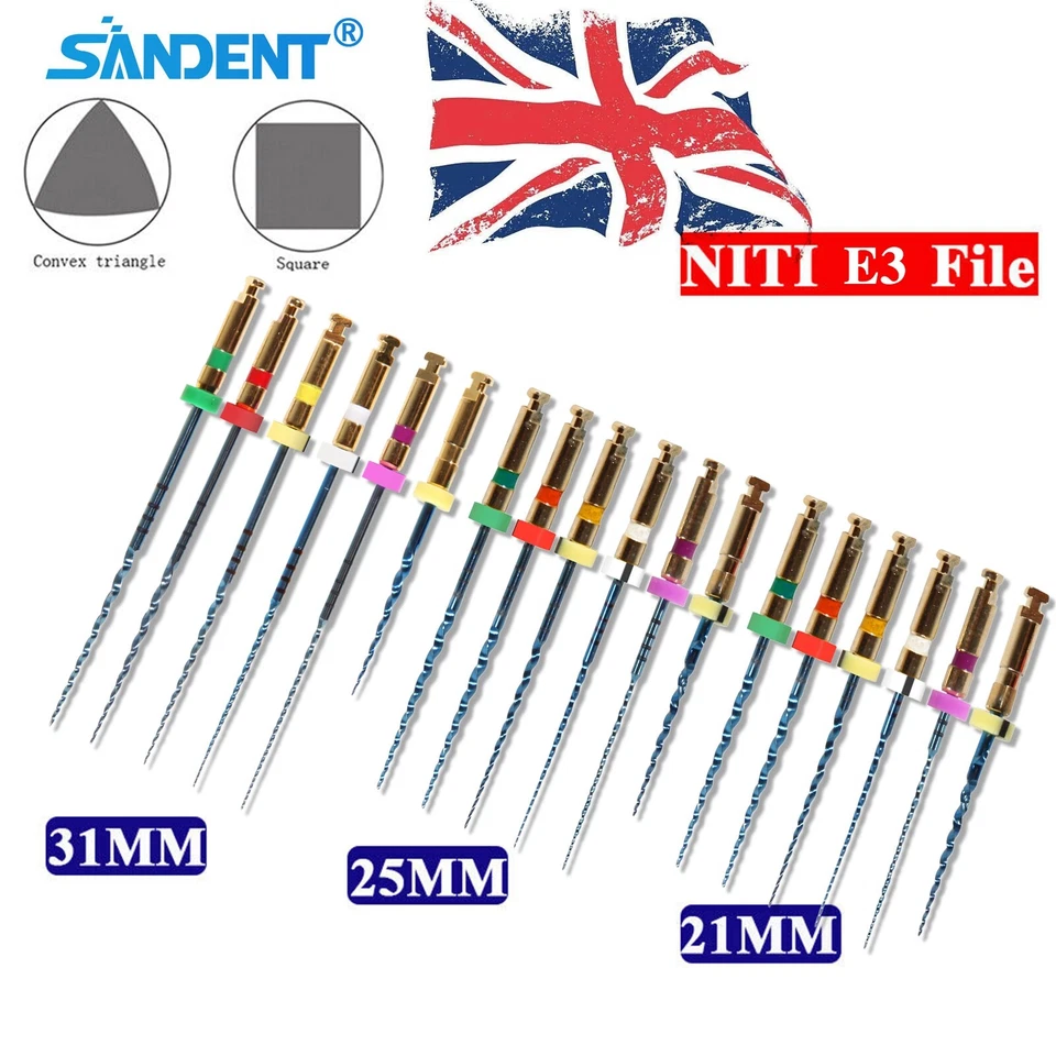SANDENT 6pcs Dental Endo Files Rotary NITI Root Canal Files X-Pro Taper 21/25/31MM