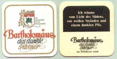 Very nice old beer mat Ritter brewery Dortmund Bartholomäus Dunkel E