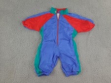 Vintage Read 1990s Colorful Windsuit One Piece Baby Toddler 12 Month Windbreaker