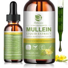 2 PACK Mullein Drops for Lungs, Detox and Cleanse Mullein Extract Supplement