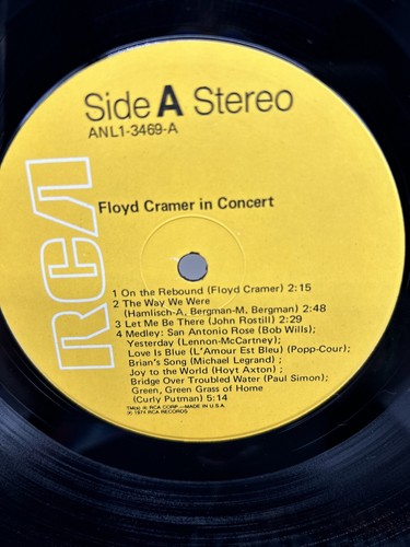 Floyd Cramer Floyd Cramer In Concert 1974 Vinyl LP RCA Records ANL1-3469 - Picture 11 of 11