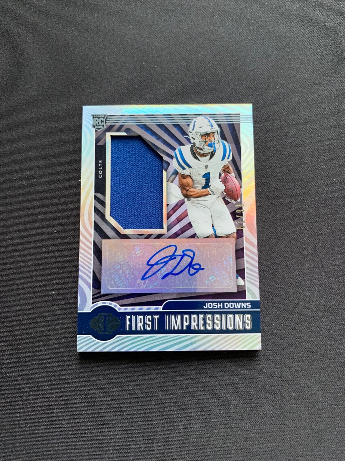 2023 Illusions Josh Downs Blue /99 Rookie First Impressions Patch Auto RPA Colts