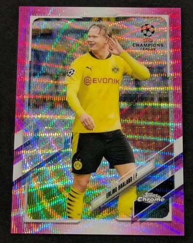 2020-21 Topps Chrome UCL Erling Haaland Pink Wave Refractor #49 UEFA Champions