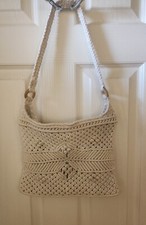 Crochet Purse Shoulder Bag Zip Top Boho 9" x 11" Vintage