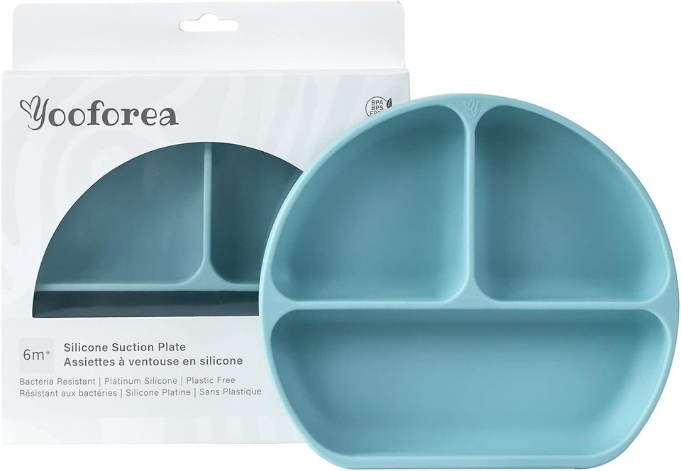 Baby Suction Plate Food Grade Silicone Non Sticky Stain Resistant UV
