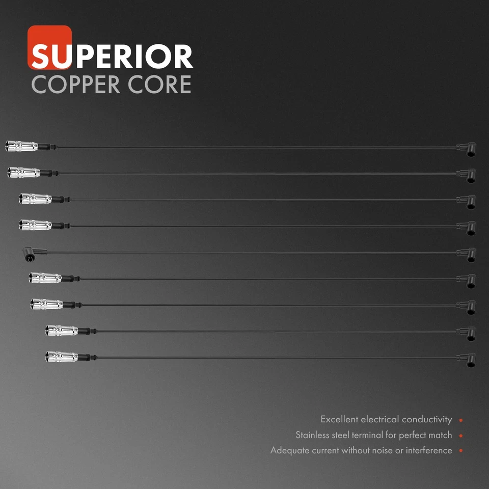 9x Juegos de cables de bujías para Mercedes-Benz 380SE 380SL 500SEC 500SL 380SLC 450SLC Foto 2 de 4