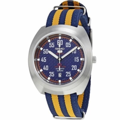 SEIKO 5 Sports SRPA91K1 Automatic Blue Yellow Nylon Strap LIMITED EDITION Watch