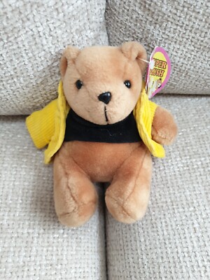 Vintage kleiner Teddybär mit Cord Jacke Mantel neu mit Etikett 6 Zoll