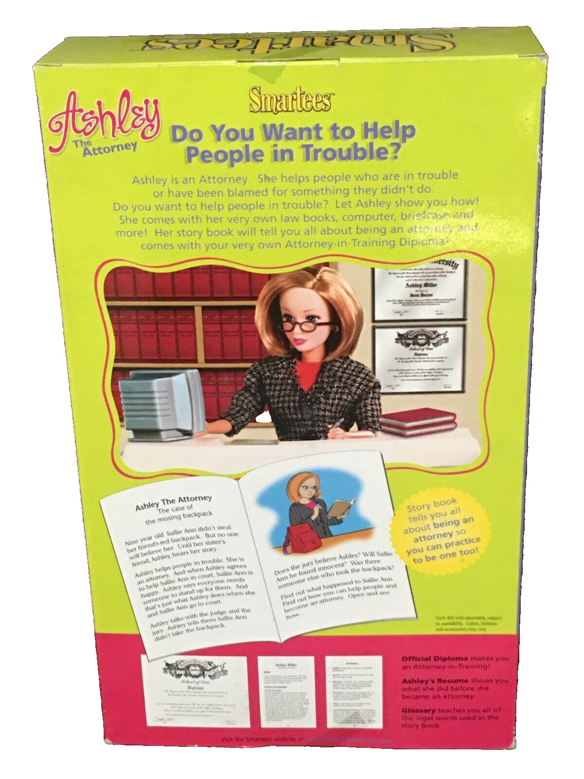 Smartees - Ashley the Attorney Doll & Story Book 1999 New UNOPENED Box