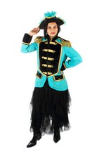 Costume Cologne Turquoise Or de Carnaval Veste Femme Redingote