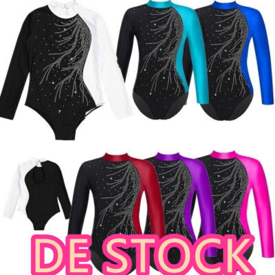DE!iEFiEL Mädchen Turnanzug Gymnastikanzug Leotard Langarm Kostüm Dancewear