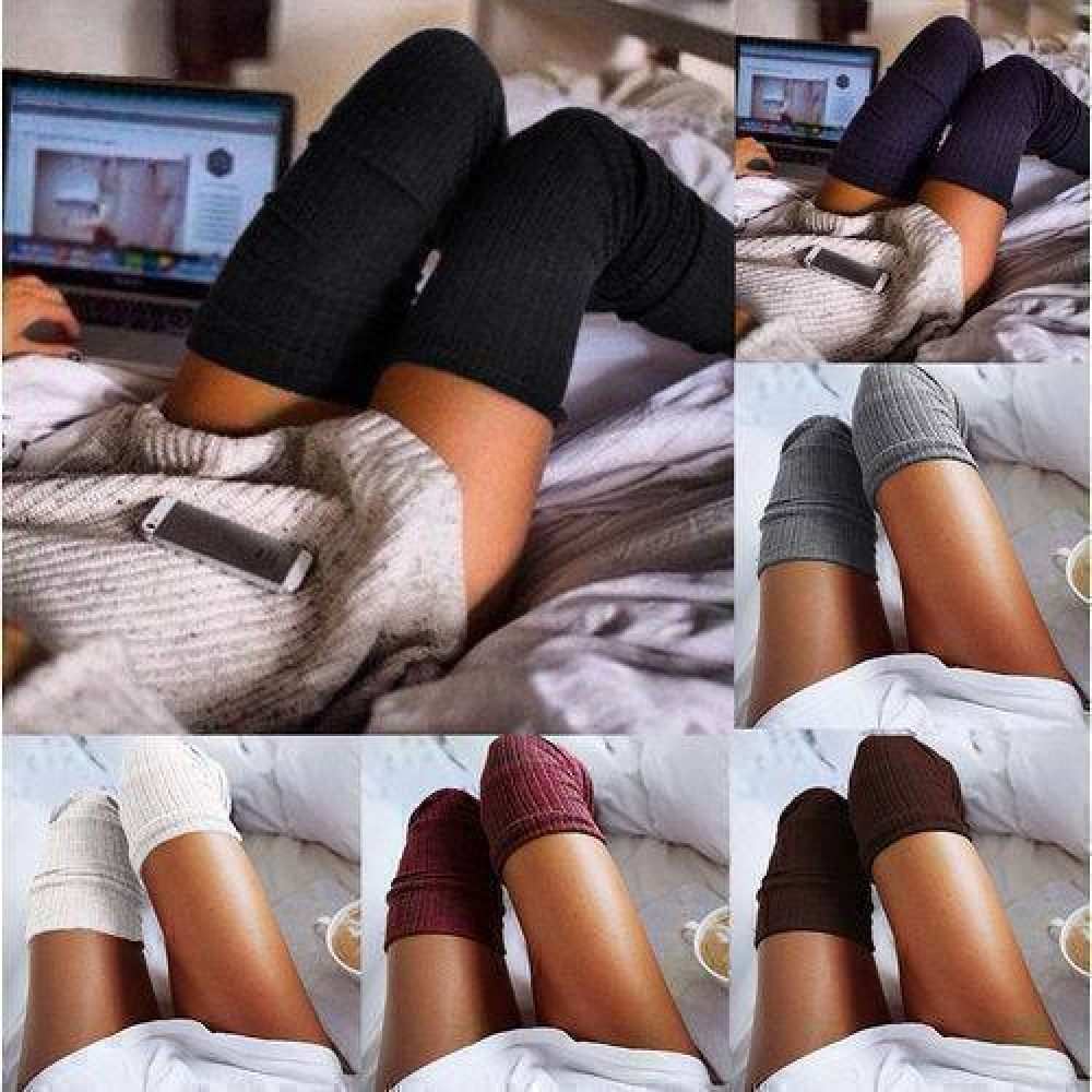 Women Knitted Wool Over Knee Long Socks Stockings Stretch Thigh High Leg Warmers