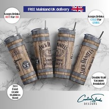 Jack Daniels Barrel 20oz Tumbler With Metal Straw , Lid And A Free Gift Box