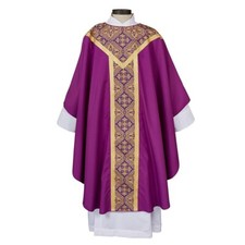 Purple Chasubles, Printed Orphrey Gothic Chasuble and Stole, Chasuble Vestment
